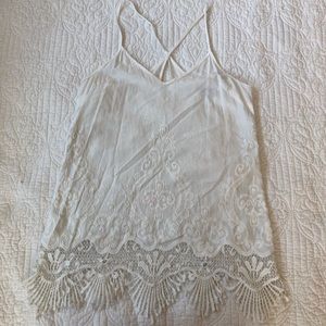 Sheer embroidered tank